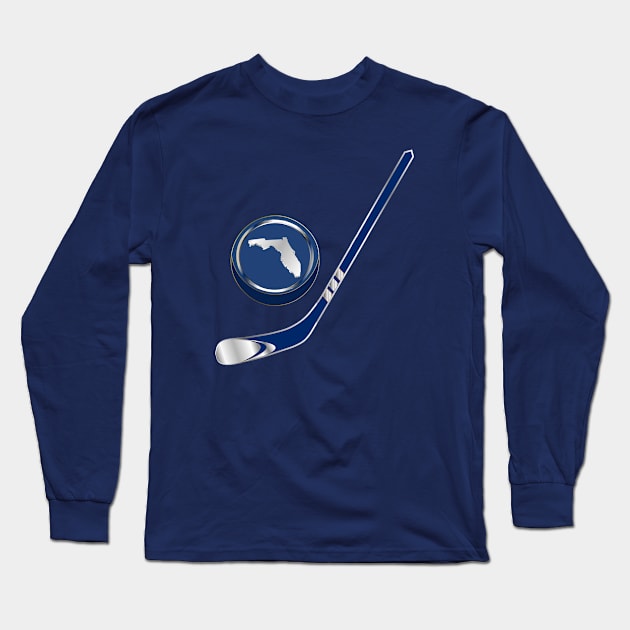 NHL - FL Navy Blue Silver White Stick and Puck Long Sleeve T-Shirt by geodesyn